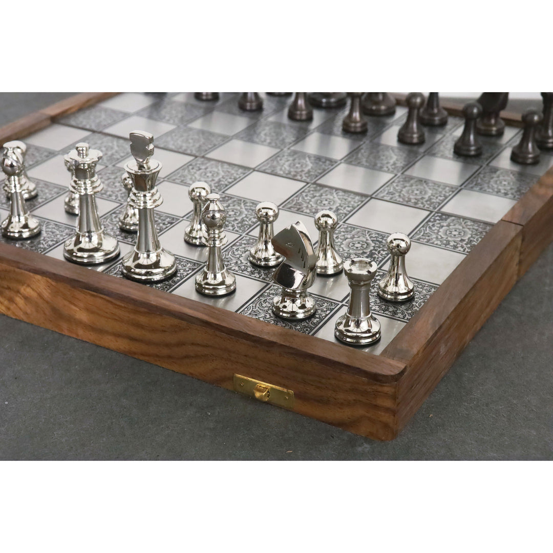 Brass Metal Staunton Inspired Luxury Chess Pieces