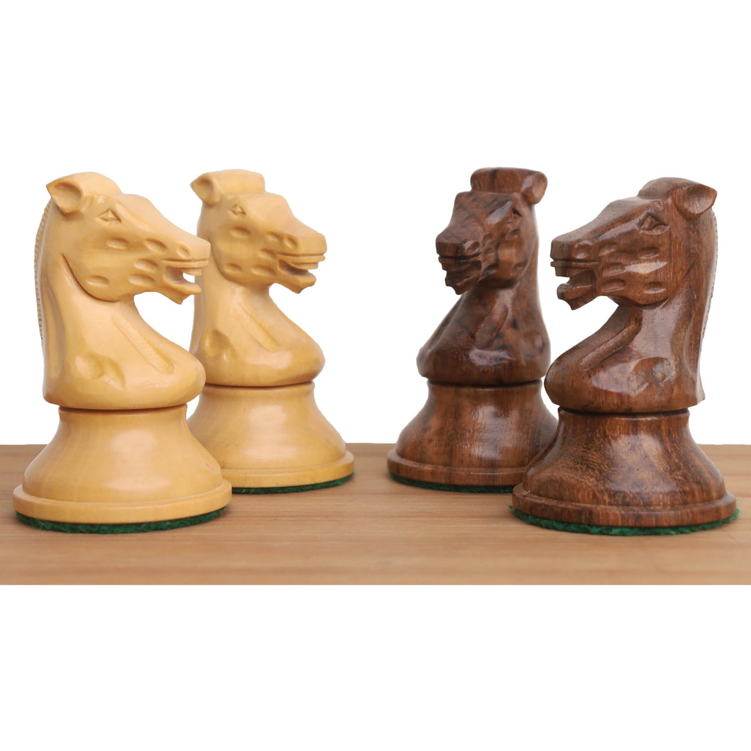 Jeu d'échecs Drueke Reproduced 3.7" légèrement imparfait - Pièces d'échecs uniquement - Bois de rose doré