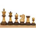 3.9" Parker Staunton Carved Chess Set Combo - Pieces in Lacquered Burnt Boxwood with Board and Box