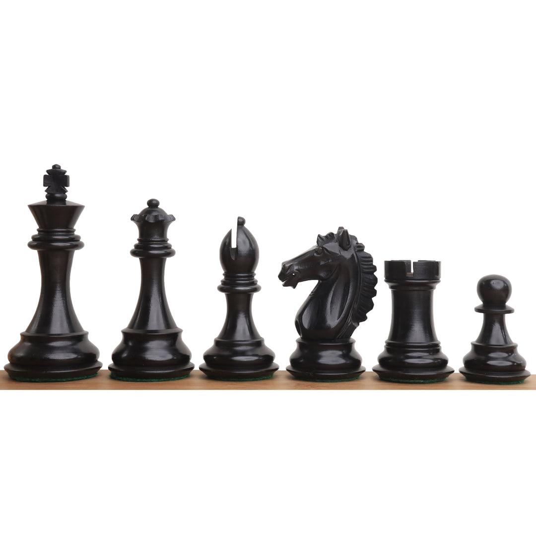 Slightly Imperfect 4" Alban Knight Staunton Chess Set - Chess Pieces Only - Weighted Ebonised Boxwood