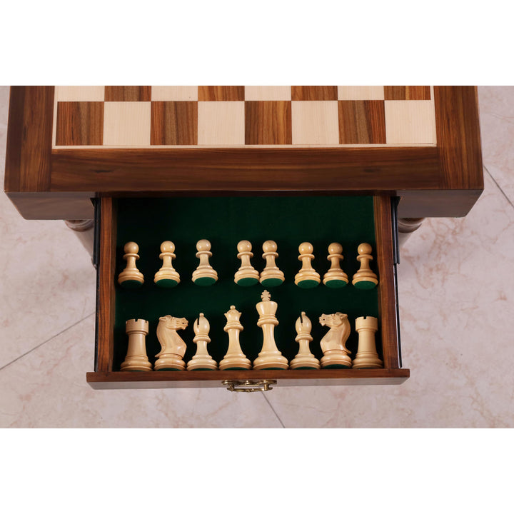 Slightly Imperfect 23" Tournament Chess Table with Drawers - Golden Rosewood & Maple