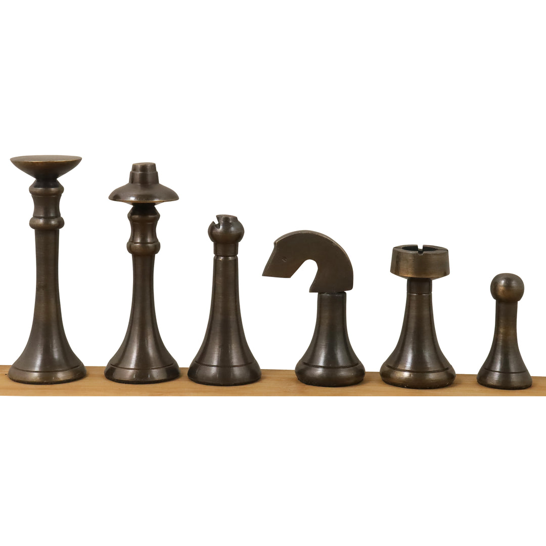 Slightly Imperfect 3.1" Contemporary Brass Metal Luxury Chess Pieces Only Set - Silver & Antique