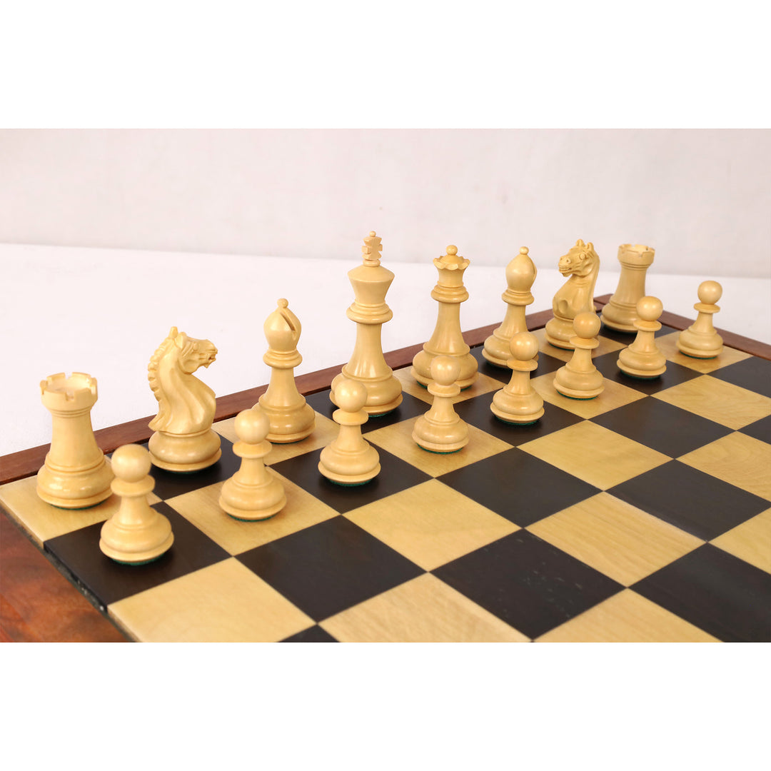 3.75" Queens Gambit Staunton Chess Set- Chess Pieces Only - Weighted Ebonised Boxwood