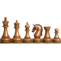 4.3" Sovereign Crown Luxury Staunton Chess Set - Chess Pieces Only - Lacquered Distress Antiqued Boxwood & Ebony - Triple Weighted