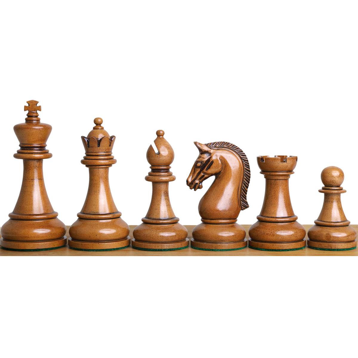 4.3" Sovereign Crown Luxury Staunton Chess Set - Chess Pieces Only - Lacquered Distress Antiqued Boxwood & Ebony - Triple Weighted