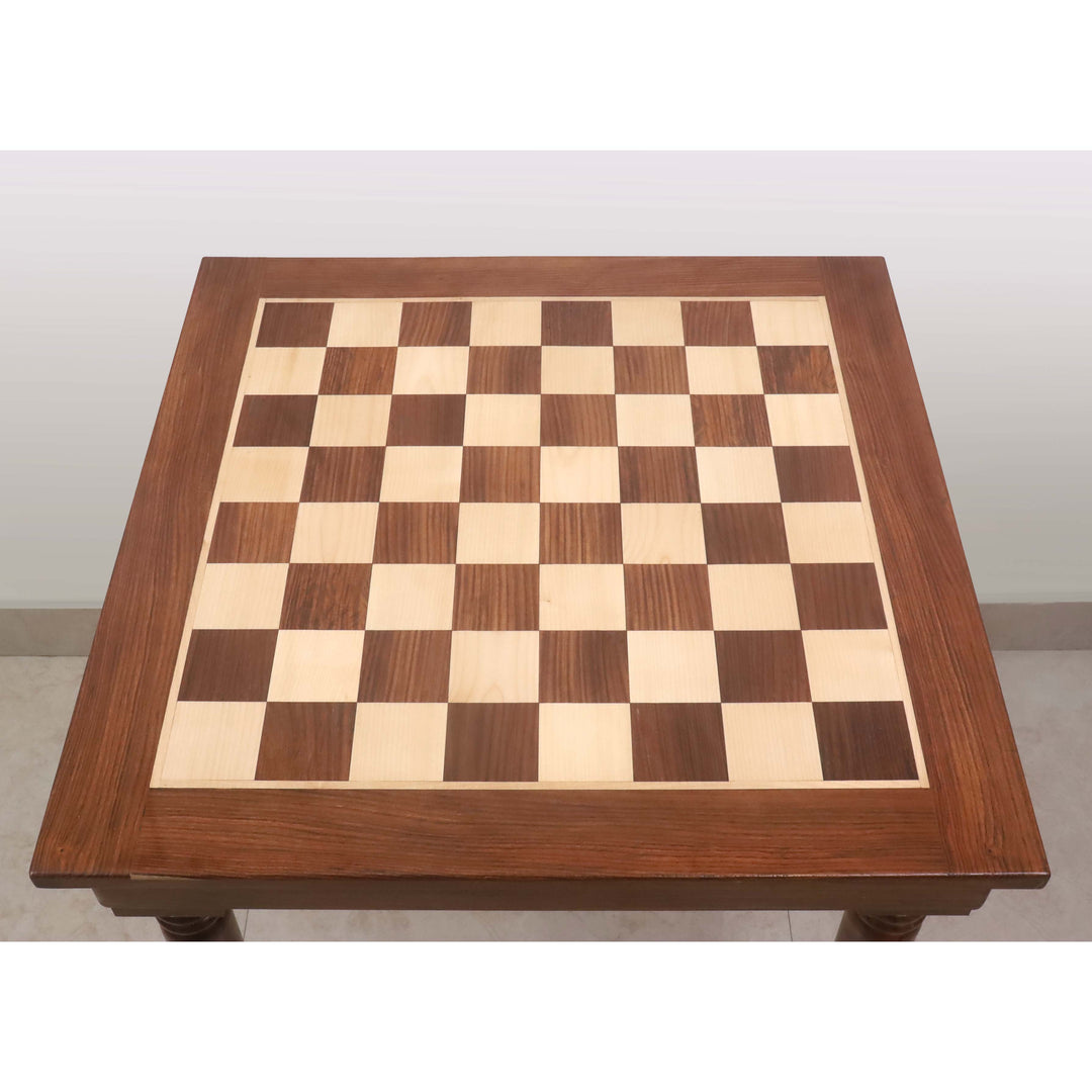 23" Tournament Chess Board Table with Drawers - 27" Height - Golden Rosewood & Maple