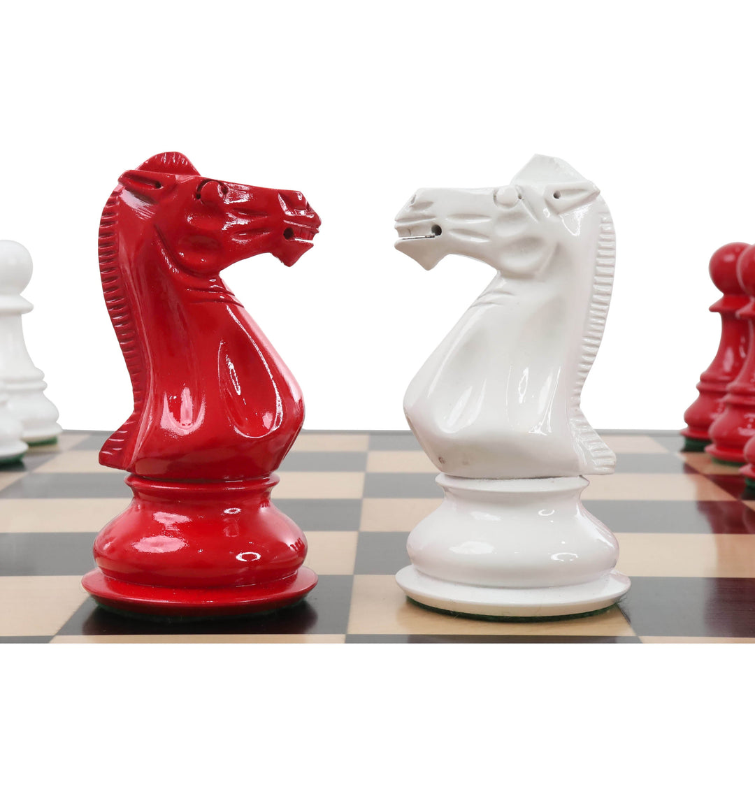 Slightly Imperfect 6.3" Jumbo Pro Staunton Luxury Chess Set- Chess Pieces Only - Red & White Lacquered