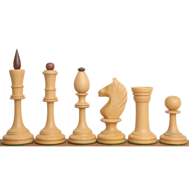 Set di scacchi russo sovietico Averbakh da 4,8" - Solo pezzi di scacchi - Doppio peso in palissandro dorato e bosso