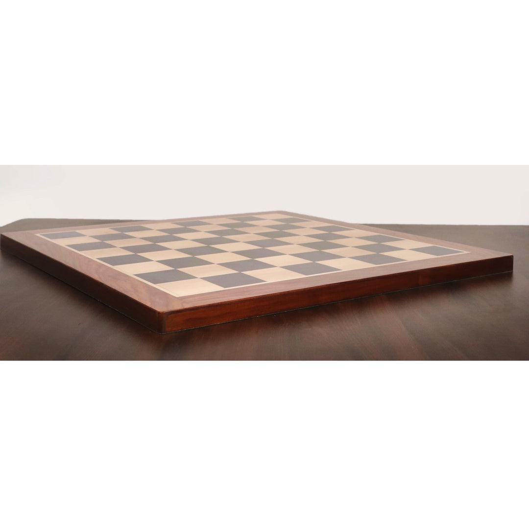 21" Large Ebony & Maple Wood Chessboard 55 mm Square - Golden Rosewood borders