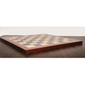 Low-angle side profile showing the thickness and flat construction of the 21 inch professional wooden chessboard.