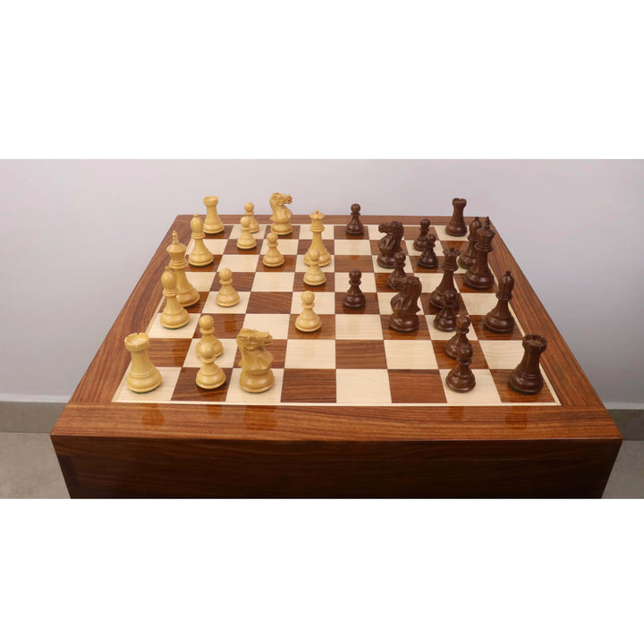 20" Monarch Series Wooden Chess Table with 3.6" Staunton Chess Pieces