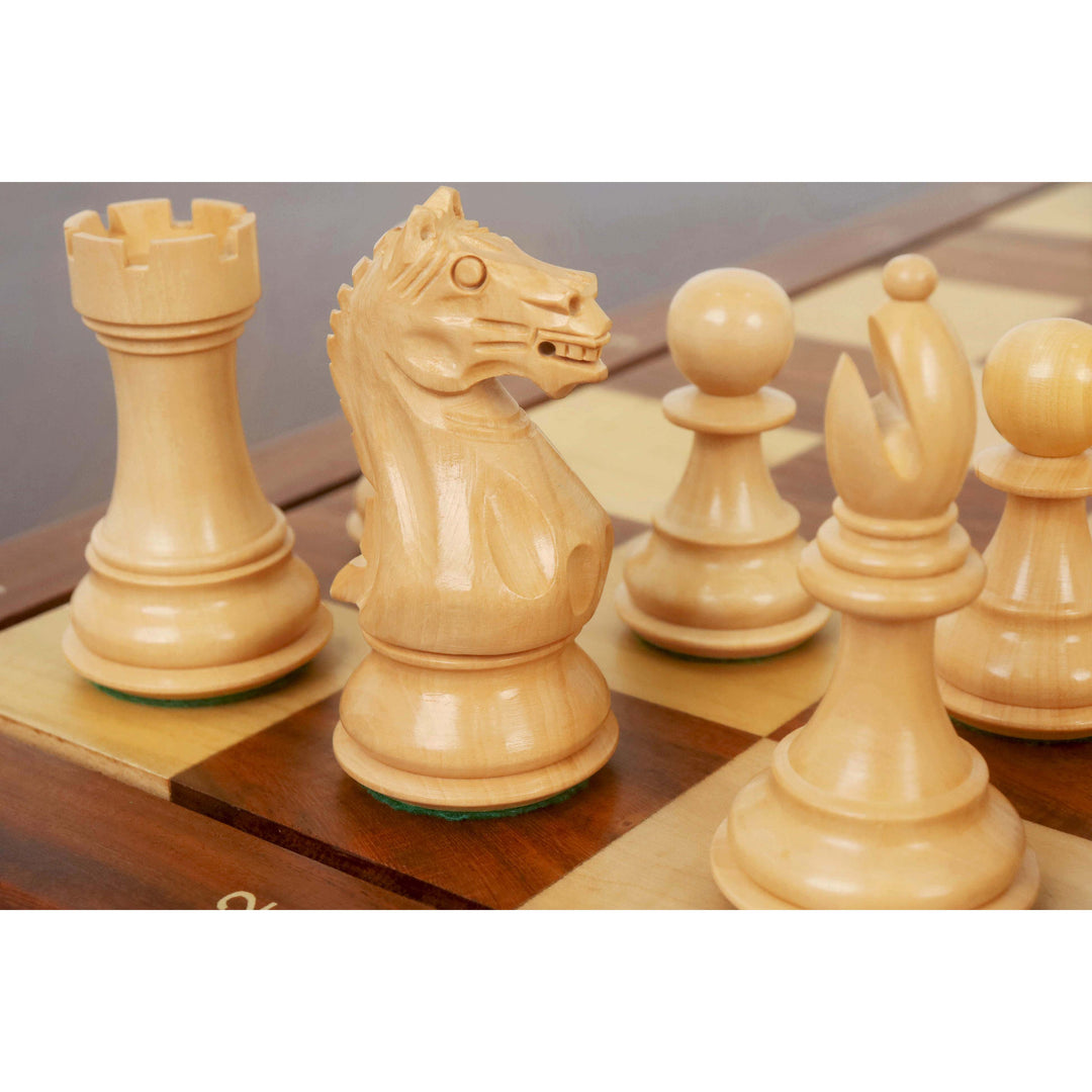 4" Fierce Knight Staunton Chess Set- Chess Pieces Only - Golden Rosewood & Boxwood