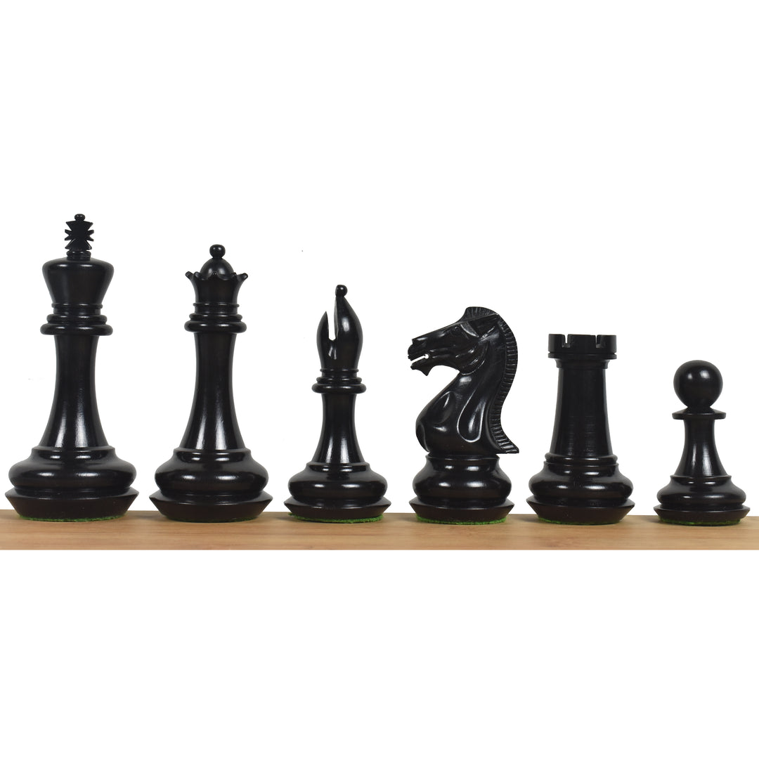 Combo of Chamfered Base Staunton Chess Set - Pieces in Ebony Wood with Board and Box