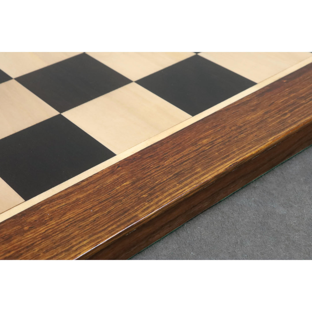 Piezas de ajedrez de madera de ébano Spartacus Luxury Staunton de 4,6" con tablero de ajedrez de madera de ébano y arce de 23" - bordes de sheesham - acabado mate y caja de almacenamiento de cofre de cuero artificial