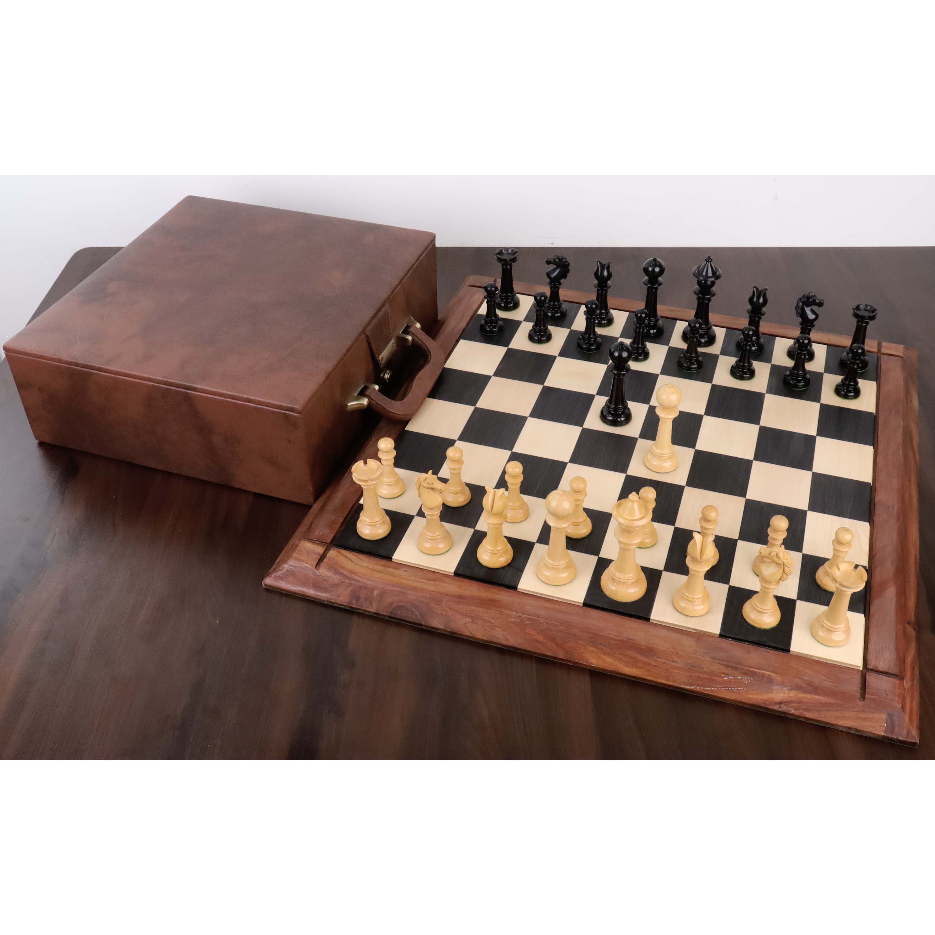 4" Edinburgh Northern Upright Pre-Staunton Chess Set- Chess Pieces Only - Ebony Wood