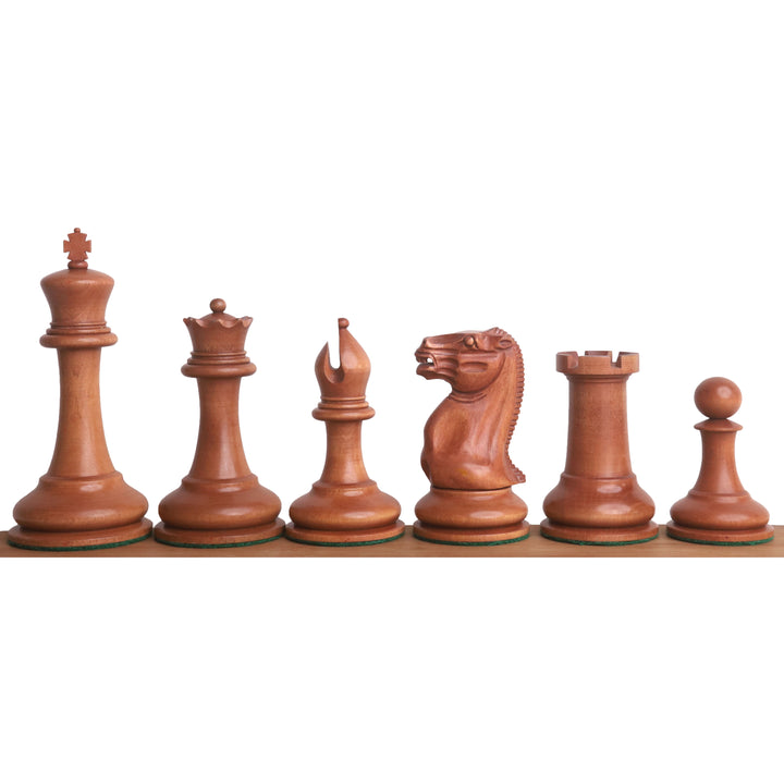 1849 Cooke Type Staunton Chess Set- Chess Pieces Only - Ebony Wood & Antiqued Boxwood - 4.3" King