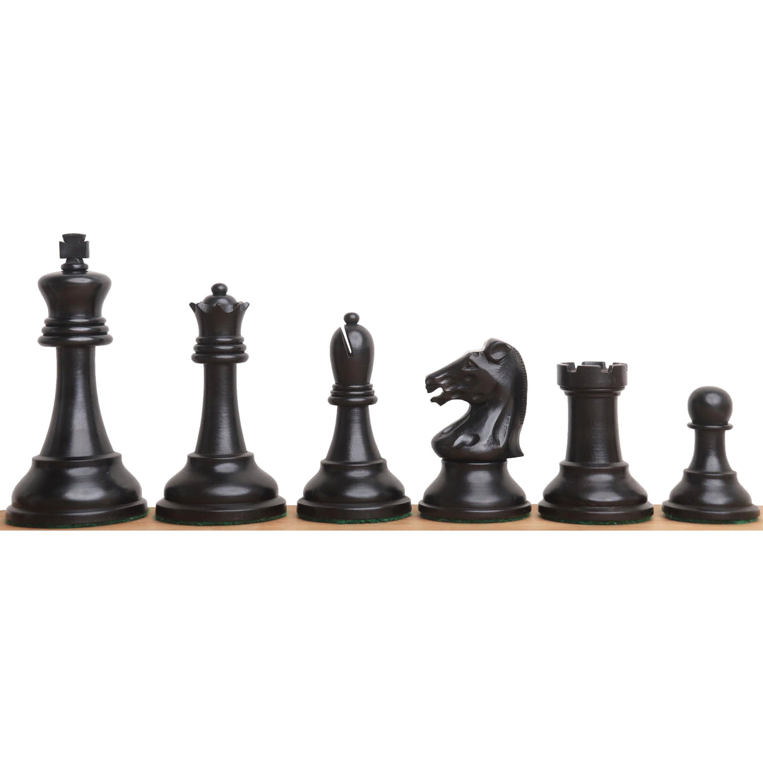 Slightly Imperfect 3.7" Reproduced Drueke Player's Choice Chess Set - Chess Pieces Only- Ebonised Boxwood