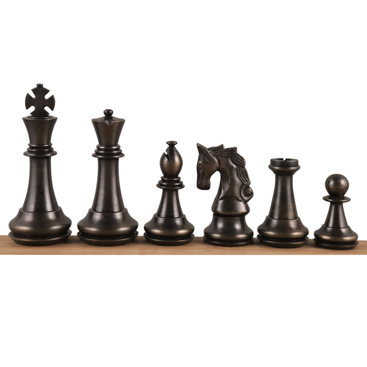 4.3" Staunton Inspired Brass Metal Luxury Chess Set- Chess Pieces Only Set-Silver & Antique - Warehouse Clearance - UK Shipping Only