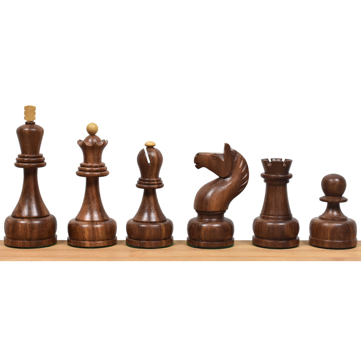 Slightly Imperfect 1960's Soviet Championship Tal Chess Set- Chess Pieces Only - Golden Rosewood - 4" King