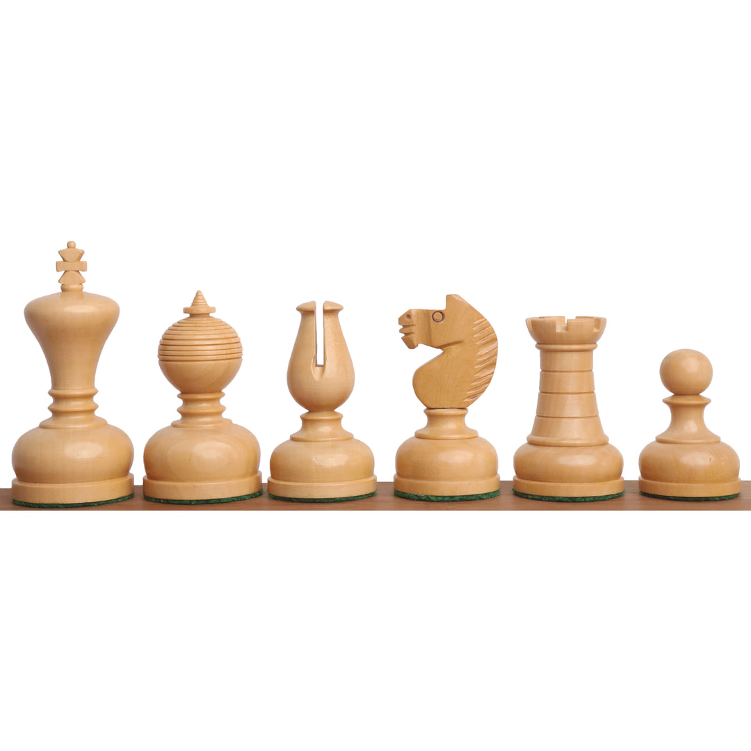 3.1" Library Series Staunton Schachspiel - nur Schachfiguren - gewichtetes Buchsbaum & Akazie