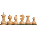 Weighted Boxwood chess pieces from the Library Series showing detailed Staunton carvings.