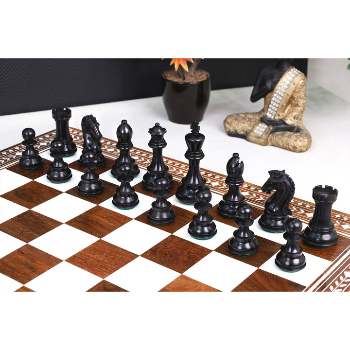 3.9" Craftsman Staunton Chess Set Inlaid Wooden Folding Chess board - 55mm Square