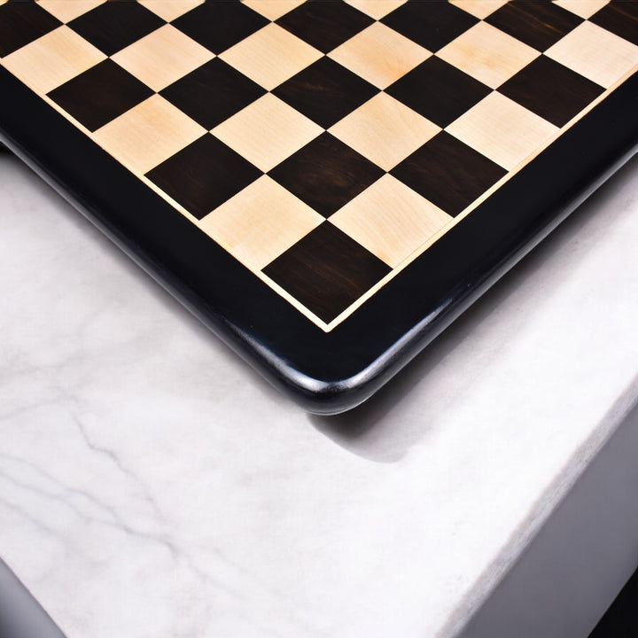 Slightly Imperfect 19" Solid Inlaid Ebony & Maple Wood Chess board - Square of 50 mm - Warehouse Clearance - UK Shipping Only