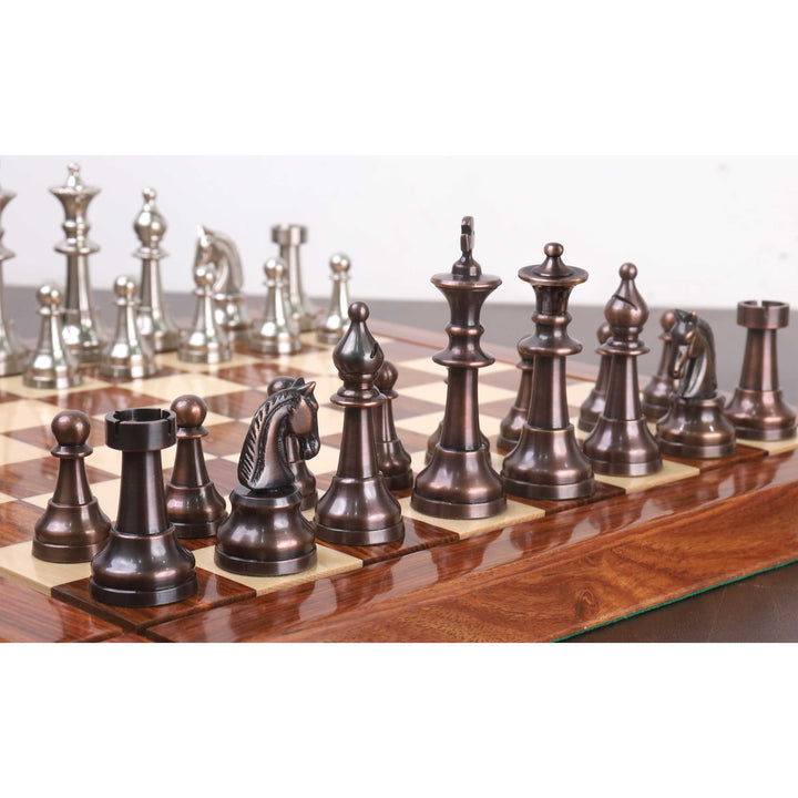 Set di scacchi di lusso da 3,5" della serie Elegance in ottone e metallo - Solo pezzi - Rame anticato
