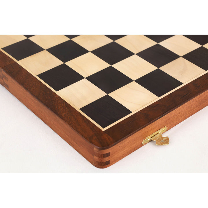 16" Craftsman Folding Magnetic Travel Chess Set – Ebony & Maple Wood Board with Ebonized Pieces | Luxurious Gift Set
