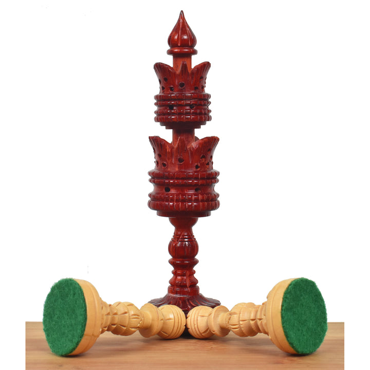 Slightly Imperfect 4.7" Hand Carved Lotus Series Chess Set- Chess Pieces Only in Weighted Bud Rosewood