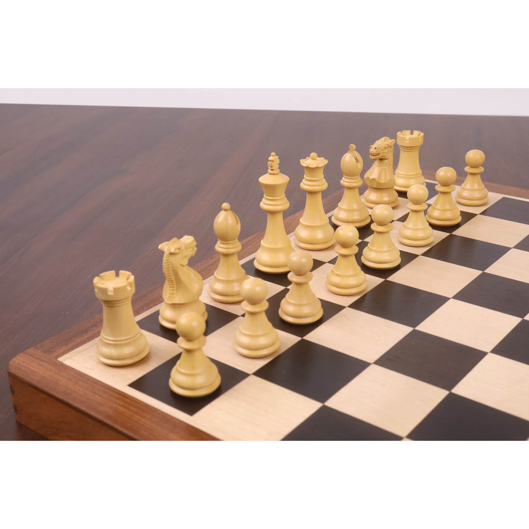 16" Premier Series Magnetic Travel Chess Set- Ebony & Maple Wood Board with Ebonised Boxwood Pieces - Warehouse Clearance - Europe Shipping Only