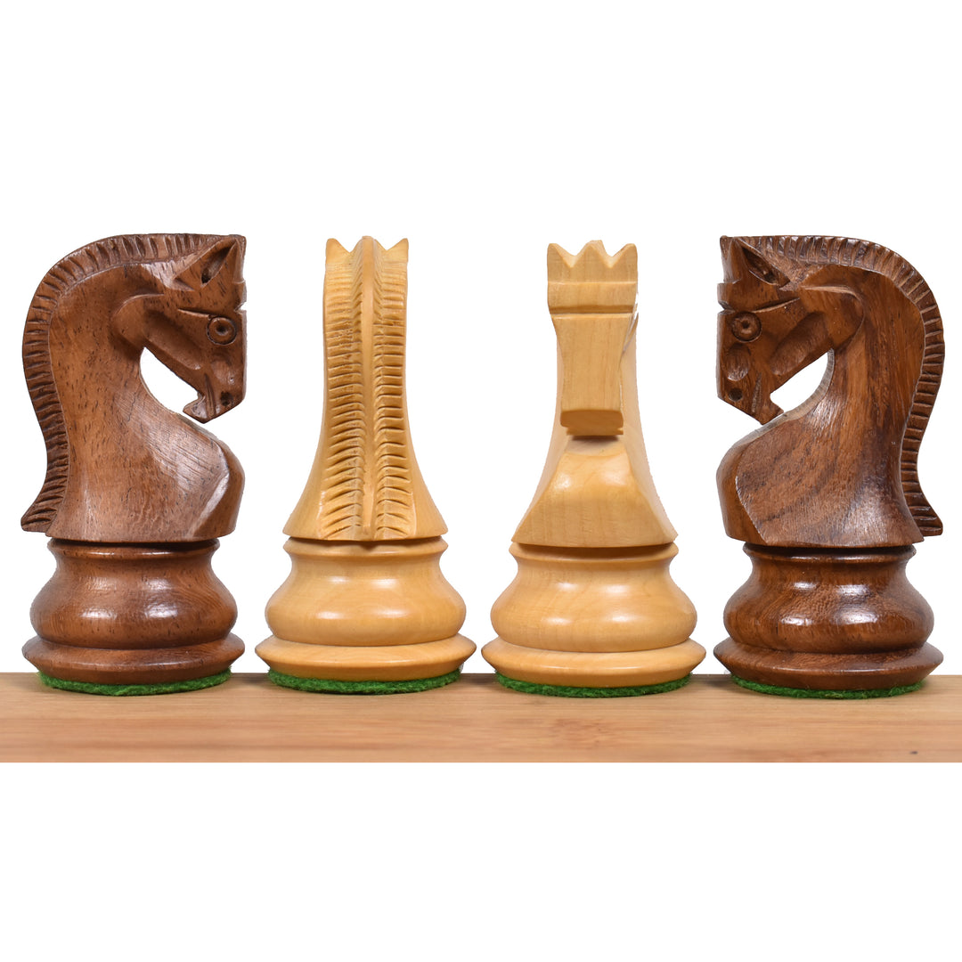 Slightly Imperfect 3.9" Russian Zagreb Chess Set- Chess Pieces Only - Weighted Golden Rosewood - Extra queens
