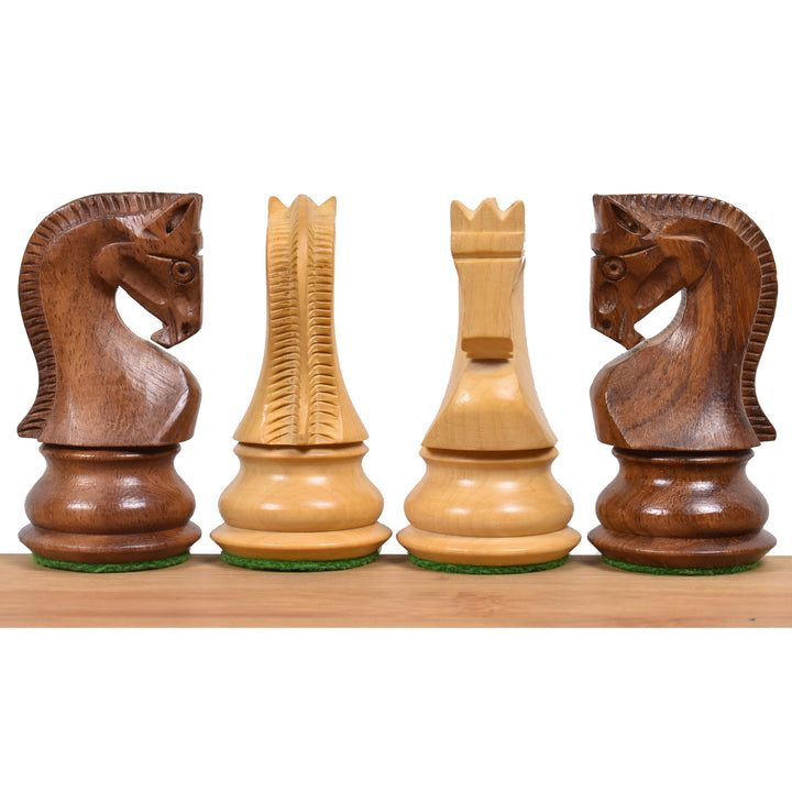 Slightly Imperfect 3.9" Russian Zagreb Chess Set- Chess Pieces Only - Weighted Golden Rosewood - Extra queens