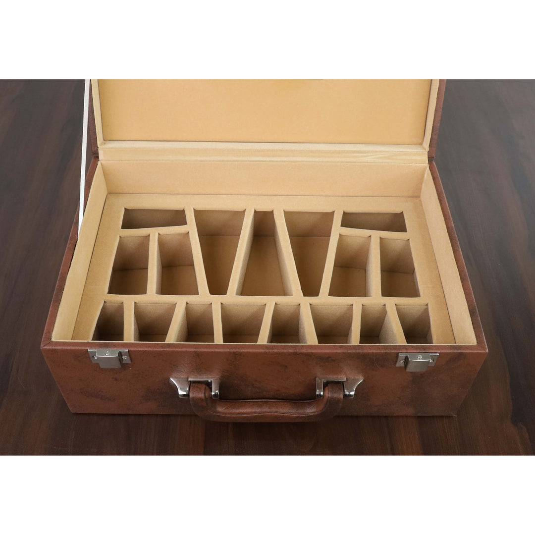 Signature Leatherette Coffer Storage Box - Tan Brown - Chess Pieces upto 4" - Warehouse Clearance - USA Shipping Only