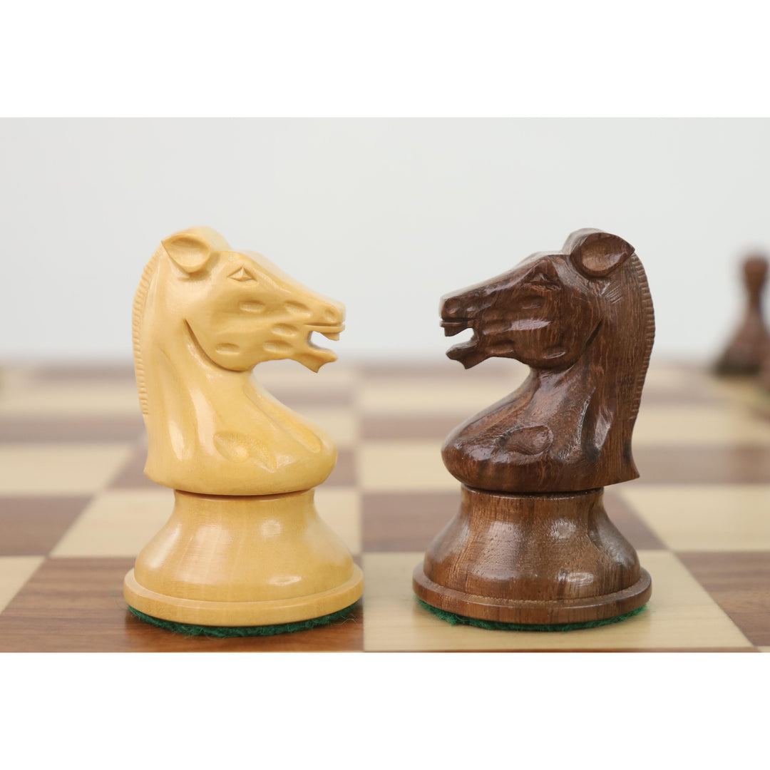 Jeu d'échecs Drueke Reproduced 3.7" légèrement imparfait - Pièces d'échecs uniquement - Bois de rose doré