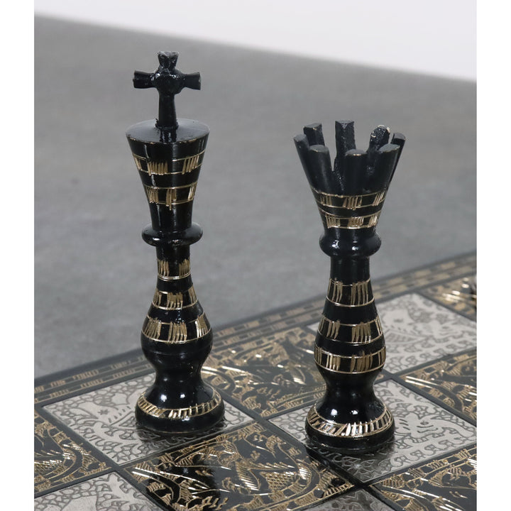 Sovereign Series Brass Metal Luxury Chess Pieces & Board Set- 14" - Unique Art - Warehouse Clearance - USA Shipping Only