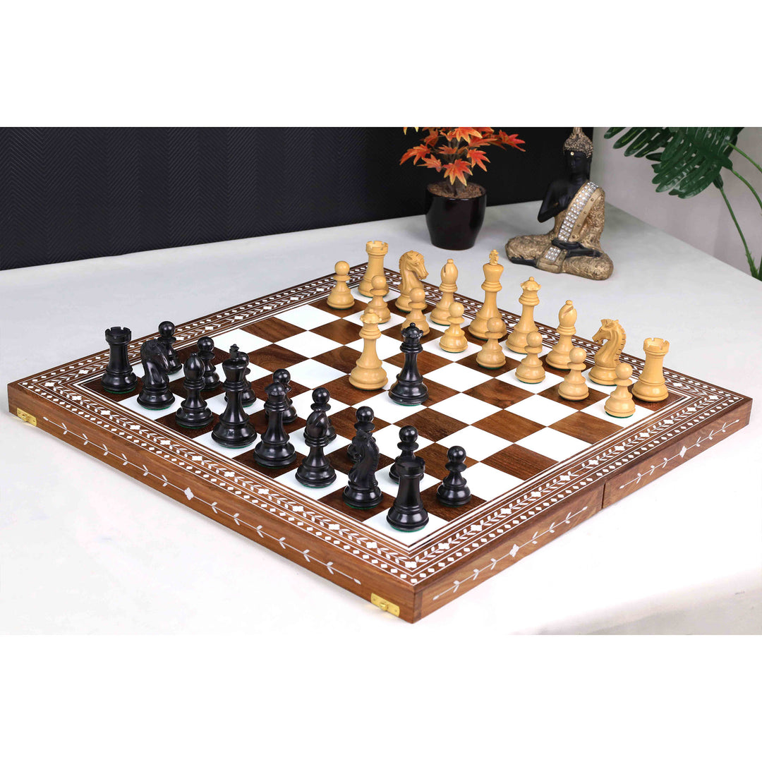 3.9" Craftsman Staunton Chess Set Inlaid Wooden Folding Chess board - 55mm Square