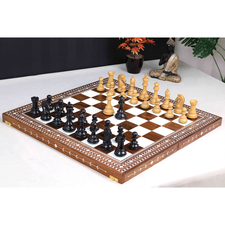 3.9" Craftsman Staunton Chess Set Inlaid Wooden Folding Chess board - 55mm Square