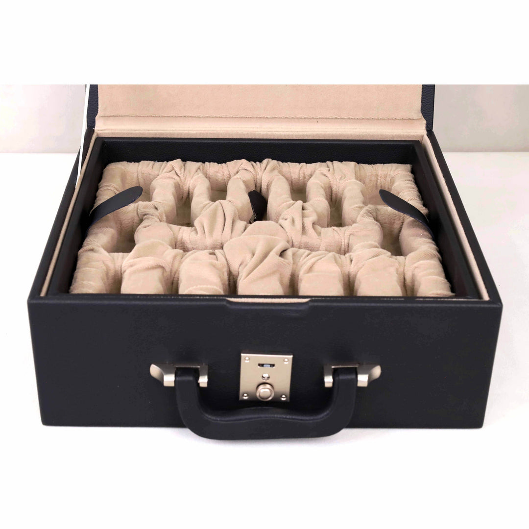 Leatherette Coffer Storage Box for Chess Pieces - 3.5" to 4.1" chessmen - with tray