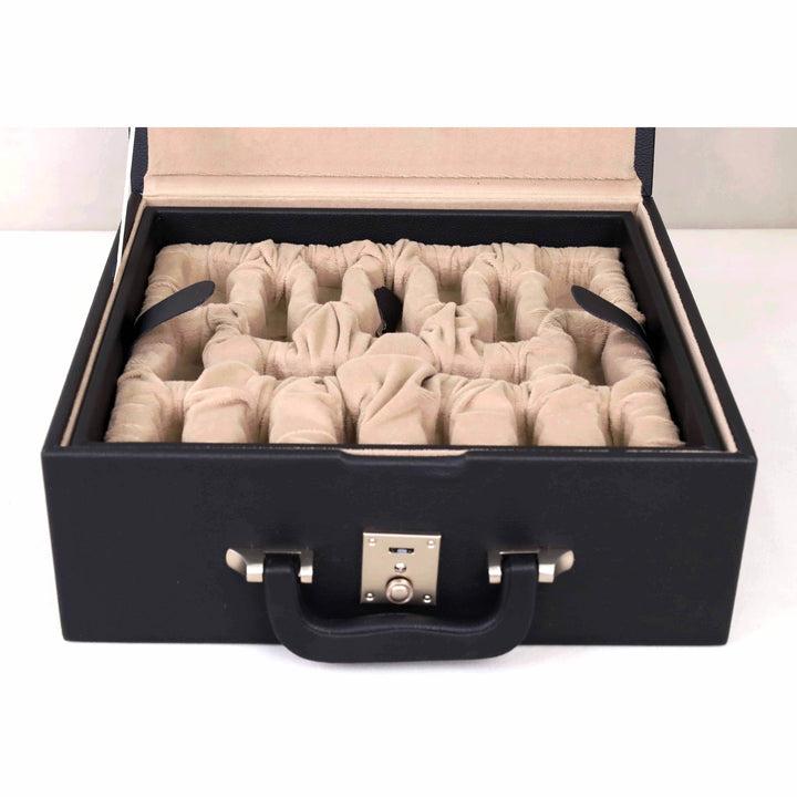 Leatherette Coffer Storage Box for Chess Pieces - 3.5" to 4.1" chessmen - with tray