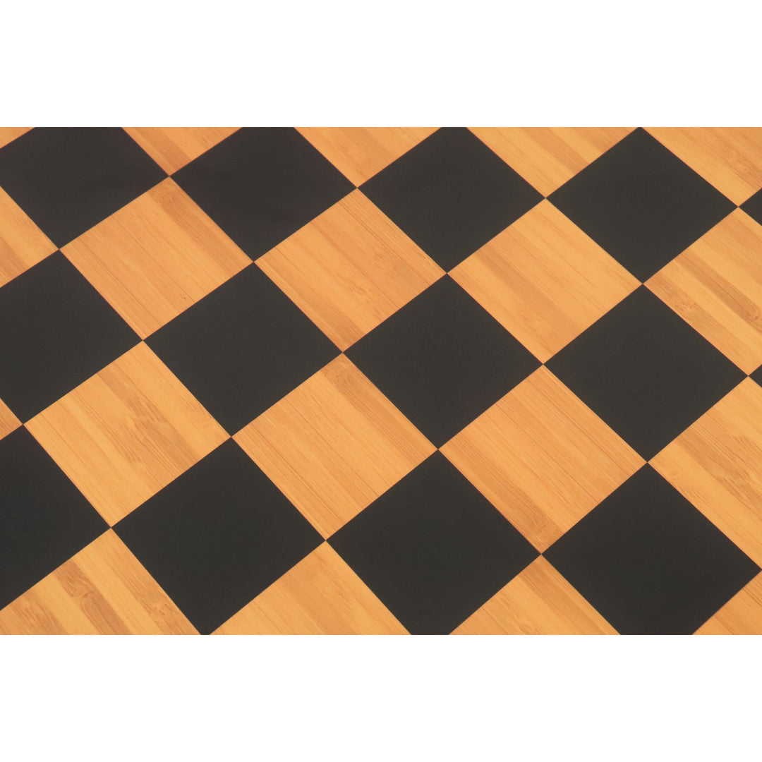 21" trykt skakbræt i træ med notationer - antik buksbom og ibenholt - 55 mm firkantet - mat finish