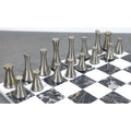 Slightly Imperfect 3.1" Tower Series Brass Metal Luxury Chess Pieces Only Set - Silver & Antique