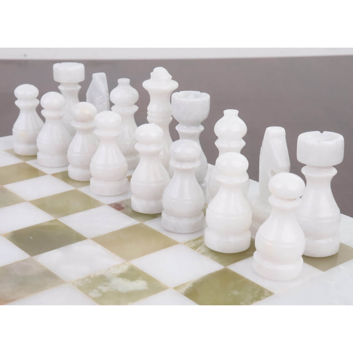 Juego combinado de piezas y tablero de ajedrez de piedra y mármol ónix - 12" - Juego de ajedrez artesanal