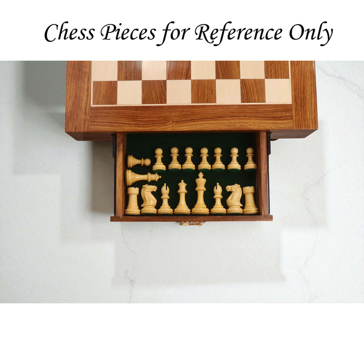 23" Tournament Chess Table with Drawers – Golden Rosewood & Maple