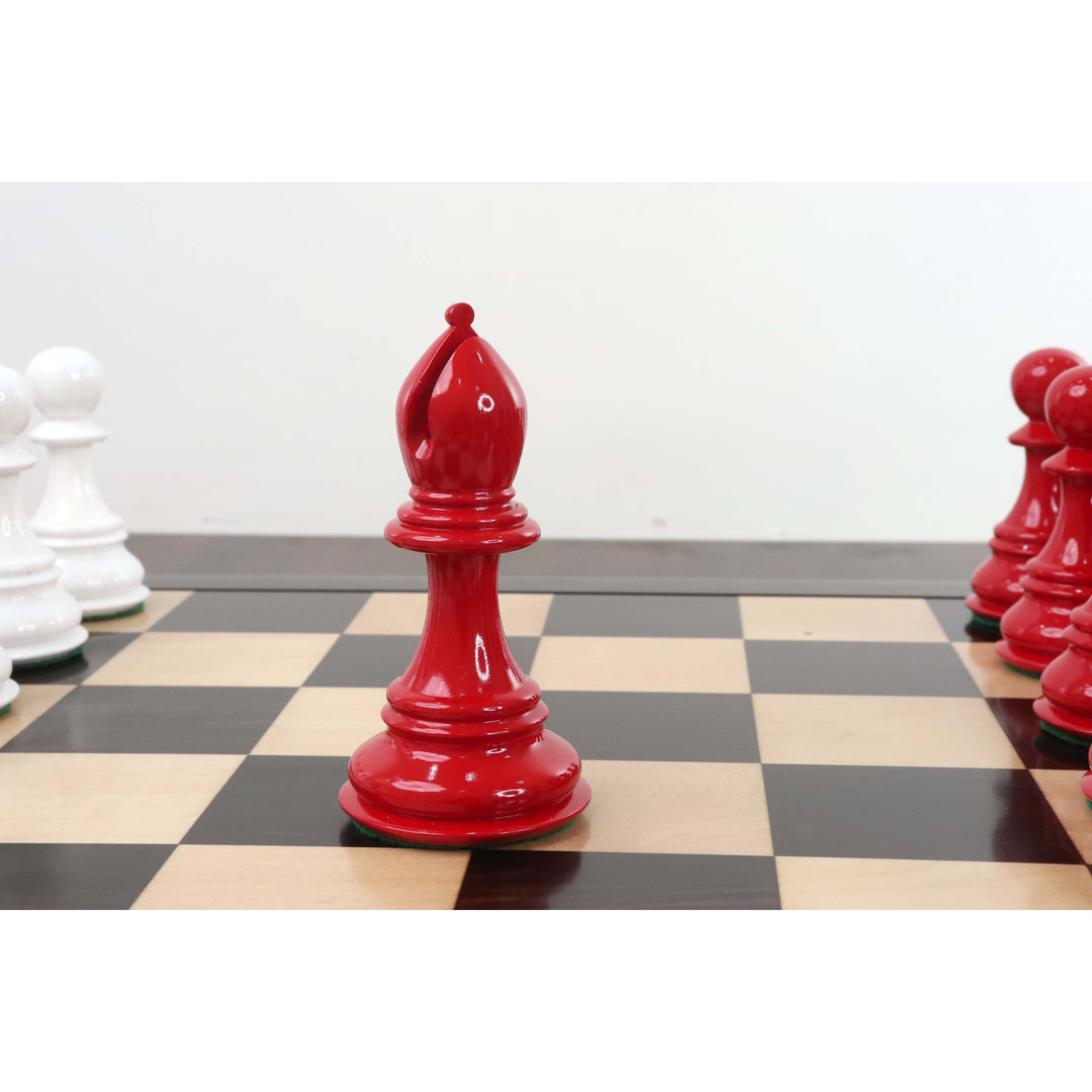 Slightly Imperfect 6.3" Jumbo Pro Staunton Luxury Chess Set- Chess Pieces Only - Red & White Lacquered