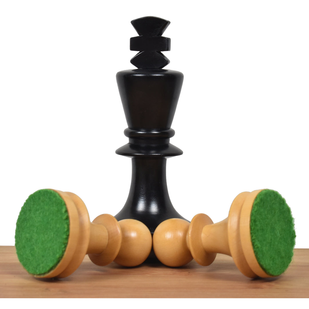 3.8" Romanian Hungarian Chess Set- Chess Pieces Only - Weighted Ebonised Boxwood
