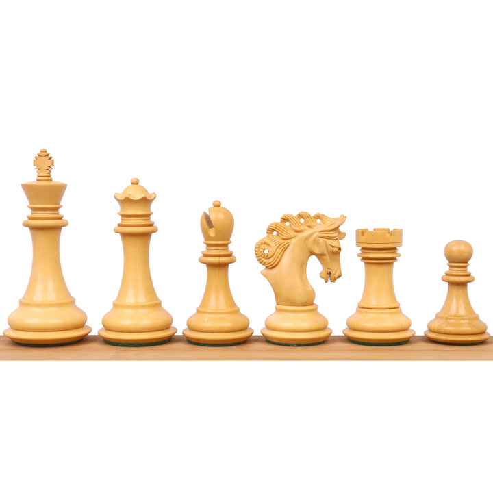 Combo of 3.3" Spiraled Steed Luxury Chess Set- Bud Rosewood & Boxwood With Board and Box