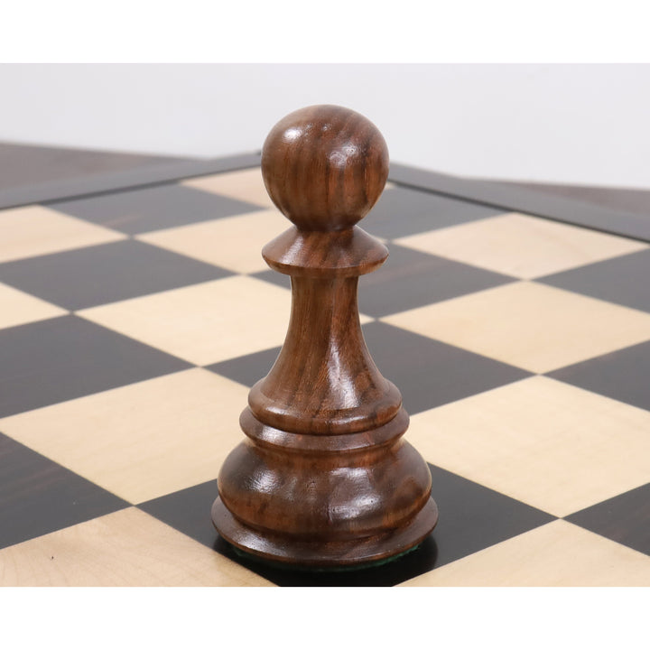 Lidt uperfekt 6,3" Jumbo Pro Staunton Luksus Skaksæt - kun skakbrikker - Gyldent rosentræ og buksbom