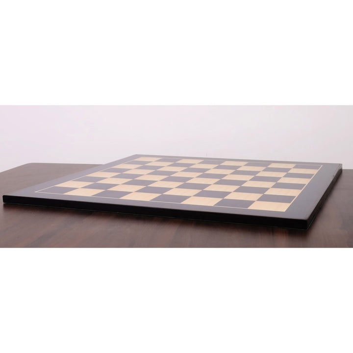 Tablero de ajedrez grande de ébano y madera de arce de 26 pulgadas, con casillas de 70 mm y acabado brillante.