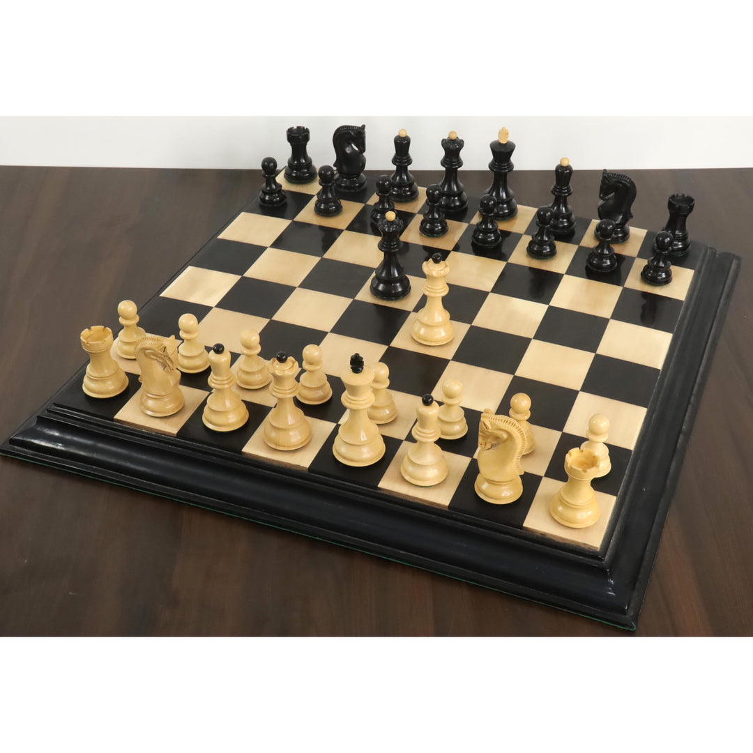 Nieznacznie niedoskonały rosyjski zestaw szachowy Zagrzeb 59' - tylko szachy - potrójnie ważone drewno hebanowe